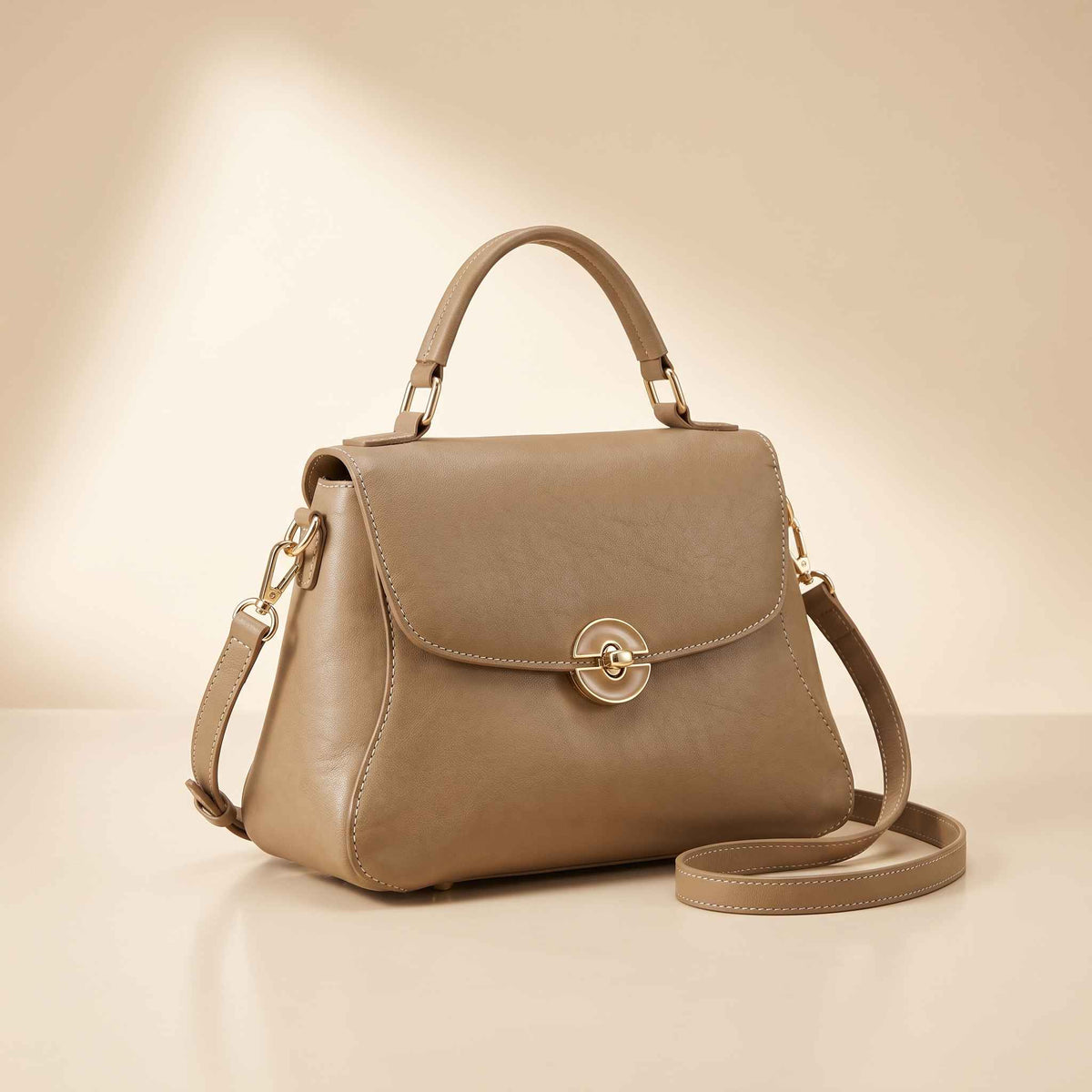 Zooler Genuine Leather Shoulder Tote Bag in Khaki / China Mainland – product image 5